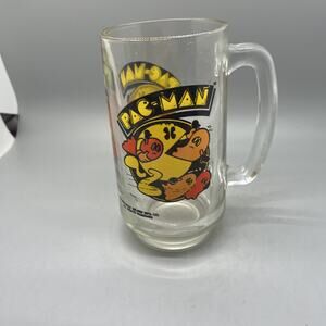 1982 Bally Midway Pac-Man Glass Mug Glass Pre Owned